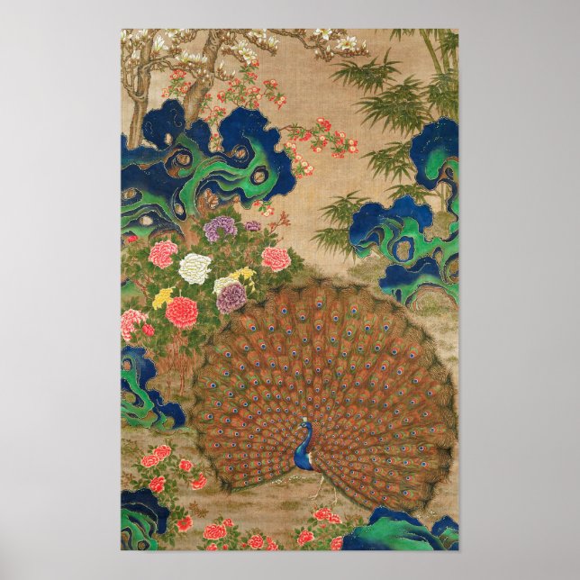 Kinesiska persikor och blommor (1700-talet) poster (Framsidan)