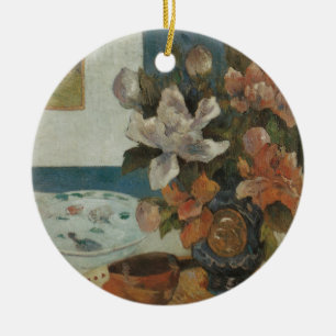 Kinesiska pioner och mandolin av Paul Gauguin Julgransprydnad Keramik
