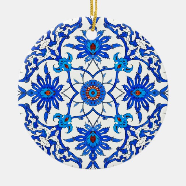 Kinesiska plattan art nouveau - Koboltblått och vi Julgransprydnad Keramik (Framsidan)