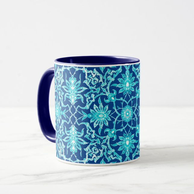 Kinesiska plattan art nouveau - Turkos och Blue Mugg (Framsida vänster)
