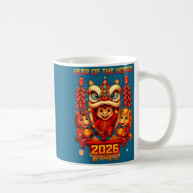 Kinesiska pojkdräkter Häst Kaffemugg (Höger)