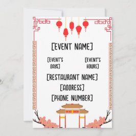 Kinesiska restaurangevenemang inbjudningar