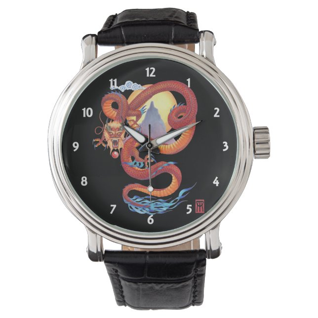 Kinesiska röda draken armbandsur (Framsida)