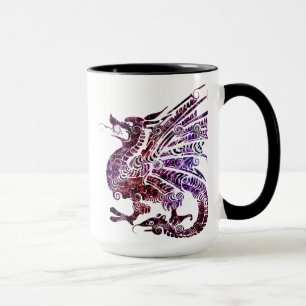 Kinesiska Röda och Lila Dragon Art Coffee Mugg