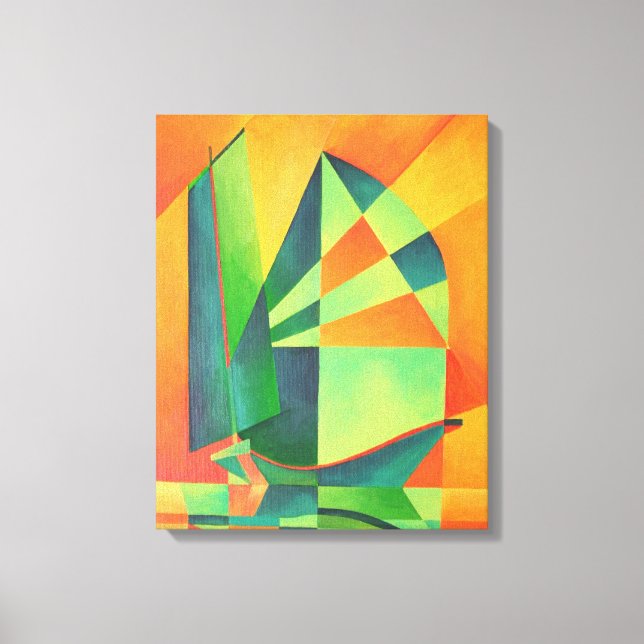 Kinesiska segment vid soluppgång Orange och Grönt Canvastryck (Framsida)