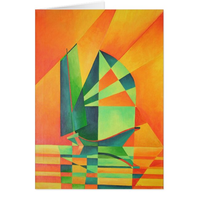 Kinesiska segment vid soluppgång Orange och Grönt Hälsningskort (Framsidan)