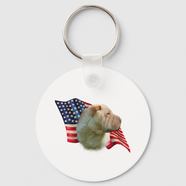 Kinesiska Shar-Pei-Flagga Nyckelring (Framsida)