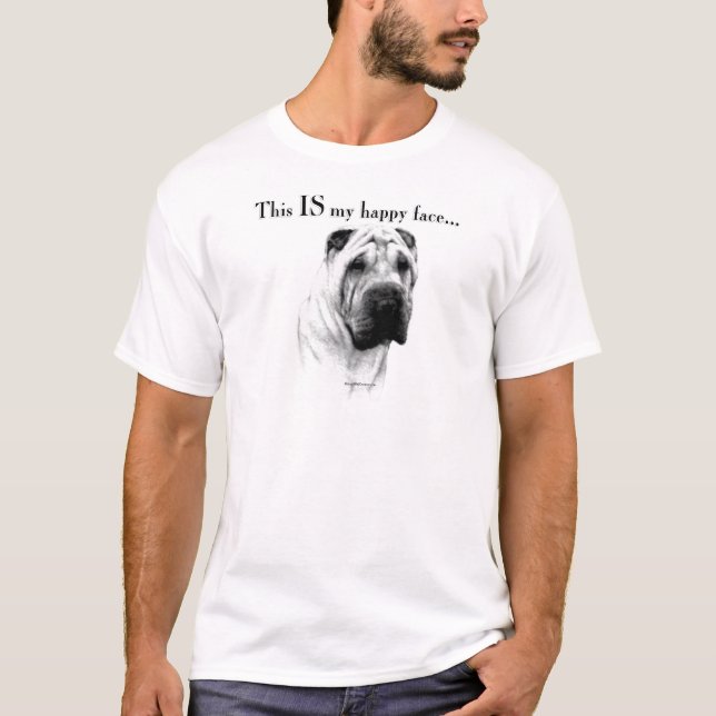 Kinesiska Shar Pei Lycklig Ansikte T-shirt (Framsida)