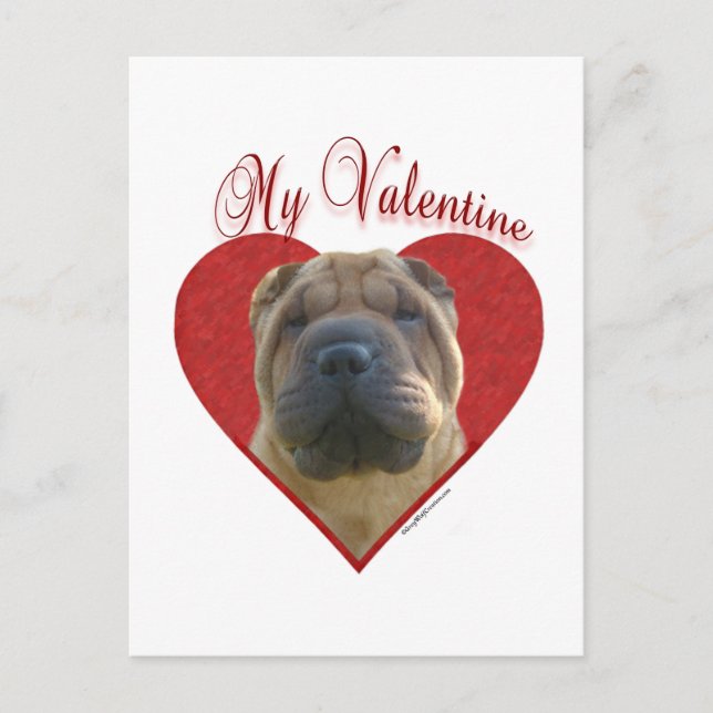 Kinesiska Shar Pei min valentin Helg Vykort (Framsida)