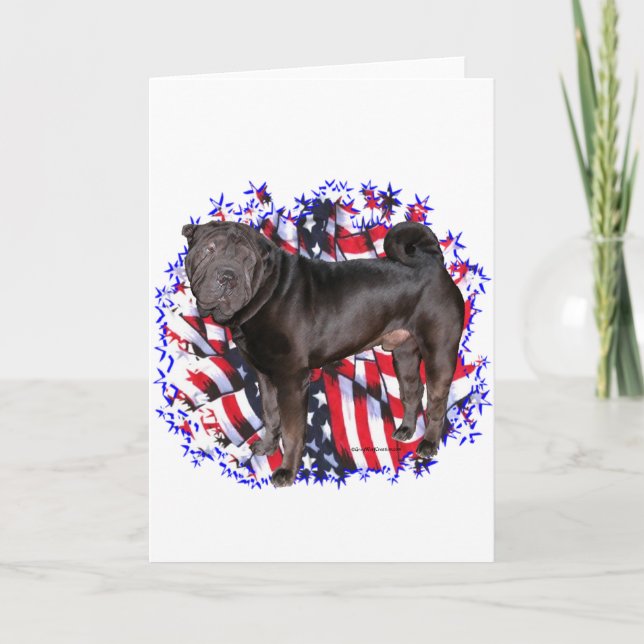 Kinesiska Shar-Pei Patriot Kort (Framsida)