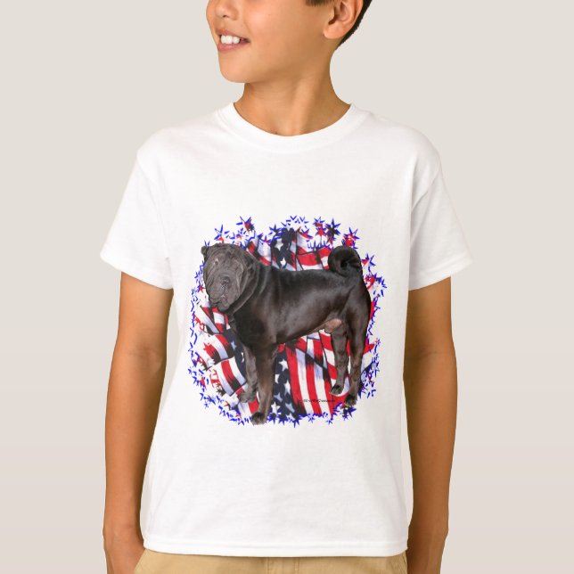 Kinesiska Shar-Pei Patriot T Shirt (Framsida)