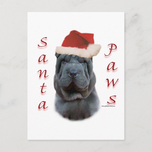 Kinesiska Shar-Pei Santa tassar Helg Vykort (Framsida)