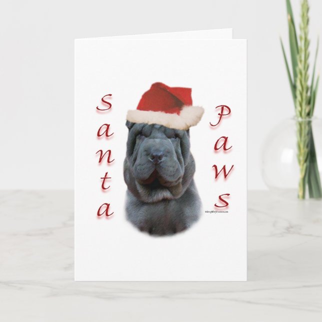 Kinesiska Shar-Pei Santa Tassar Helgkort (Framsida)