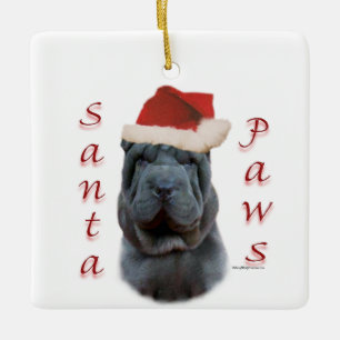 Kinesiska Shar-Pei Santa Tassar Julgransprydnad Keramik