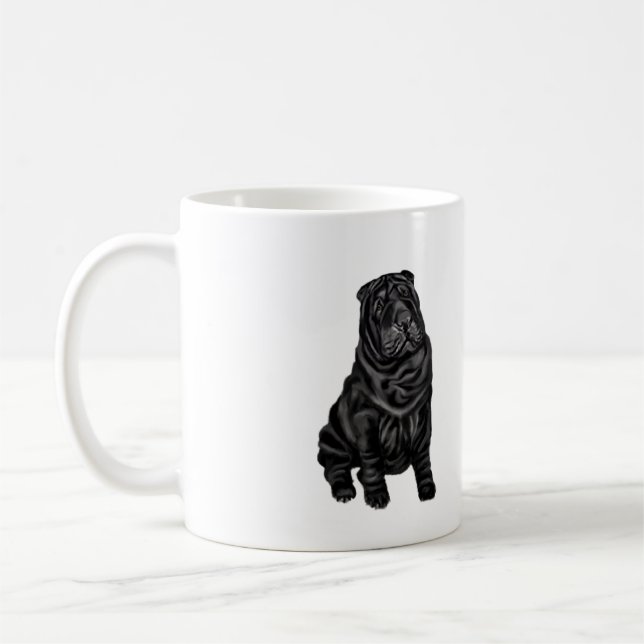 Kinesiska Shar Pei - svart Kaffemugg (Vänster)
