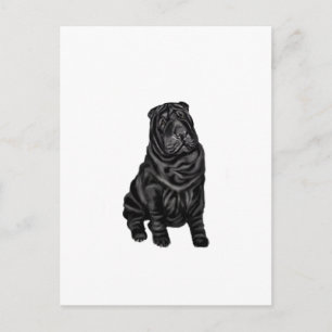 Kinesiska Shar Pei - svart Vykort