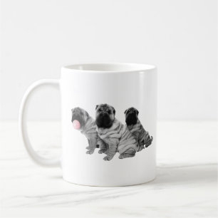 Kinesiska Shar Pei-valpar Svart Vitt Bubble Gum Kaffemugg