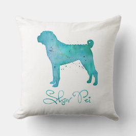 Kinesiska Shar Pei Watercolor Design Kudde