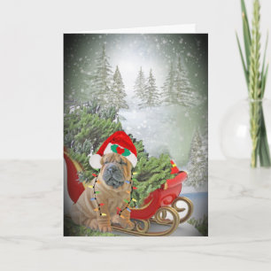 Kinesiska Sharpei God jul Helgkort