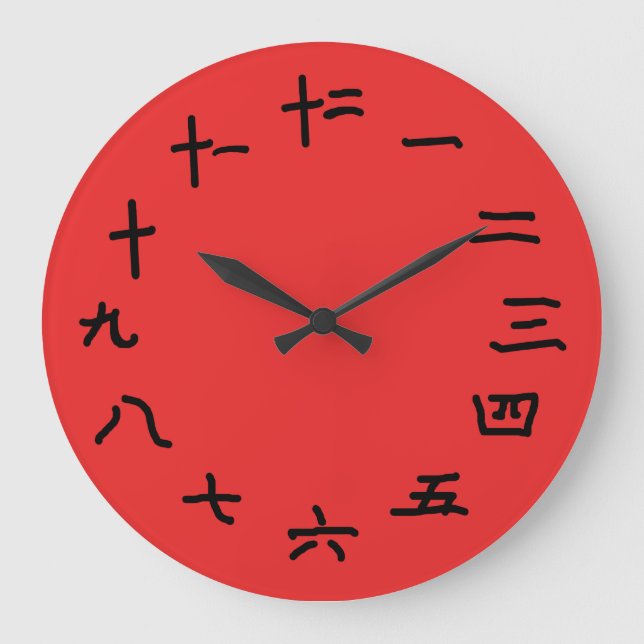 Kinesiska siffror på Red Wall Clock Stor Klocka (Framsida)