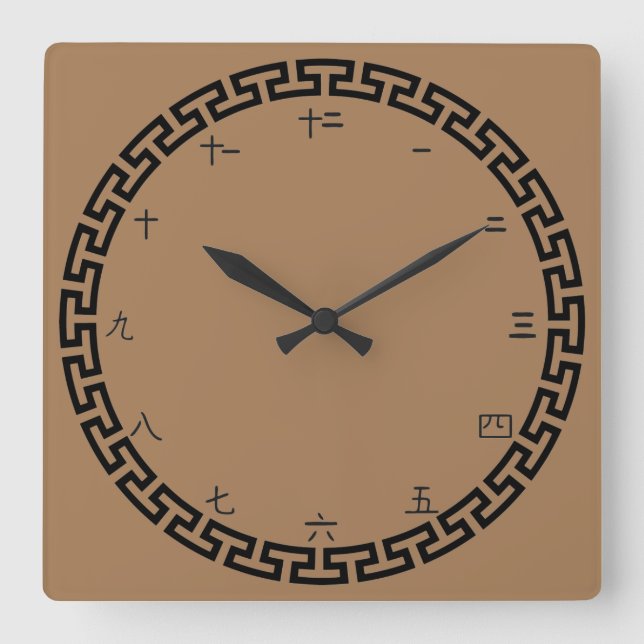 Kinesiska siffror w/Gräns Fyrkantig Klocka (Framsida)