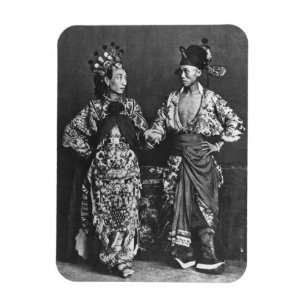 Kinesiska skådespelarear, c.1870 (b-/wfotoet) magnet