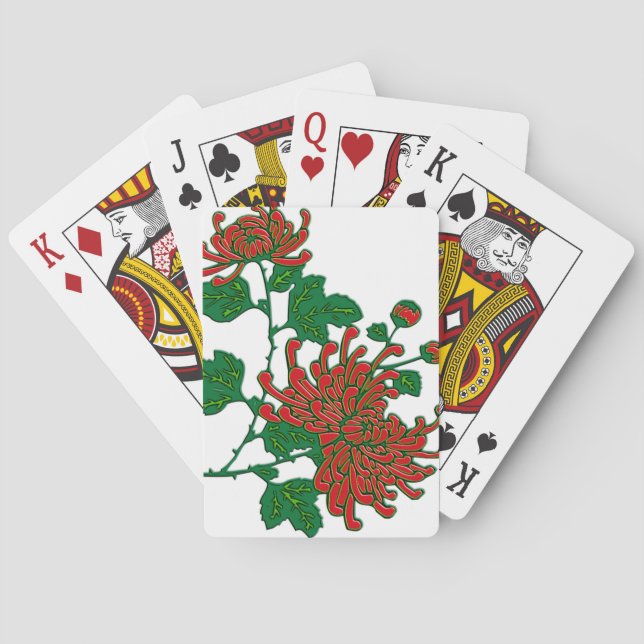 Kinesiska spindelkrysantemum - djupröd casinokort (Baksidan)