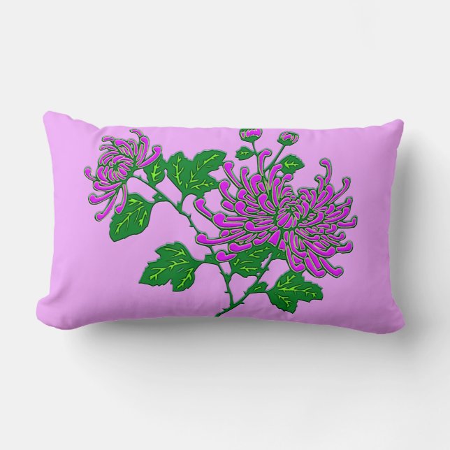 Kinesiska spindelkrysantemum - lavender lumbarkudde (Framsida)
