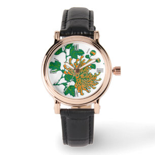 Kinesiska spindelkrysantemum - ljusorange armbandsur