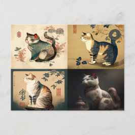 Kinesiska Stil Cat Vykort