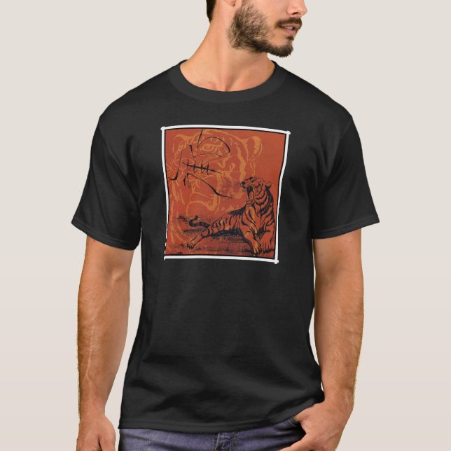 Kinesiska T-tröja för Zodiactigersvart Tee Shirt (Framsida)