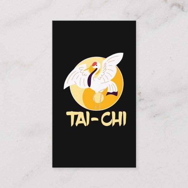 Kinesiska Tai Chi Yin Yang Crane Sol Visitkort (Framsida)