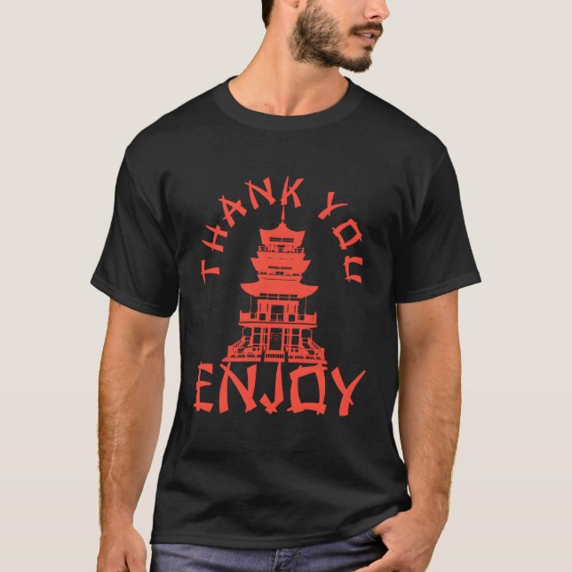 Kinesiska take-out-Tacken njut av matstatiska Chin T Shirt (Framsida)