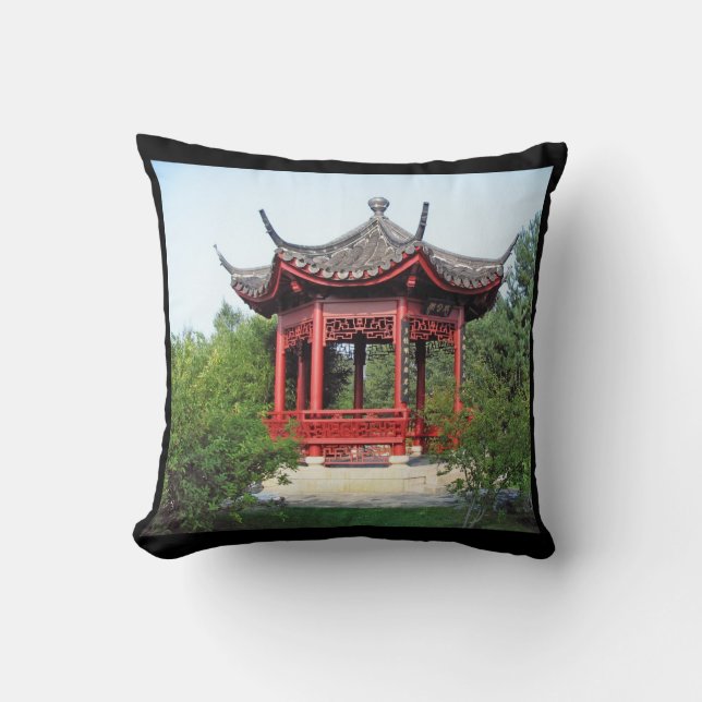 Kinesiska teahouse dekorativ kudde (Framsida)