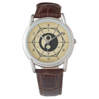 Kinesiska tecken Dial med Taichi Ying och Yang Armbandsur