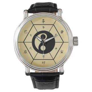 Kinesiska tecken Dial med Taichi Ying och Yang Armbandsur