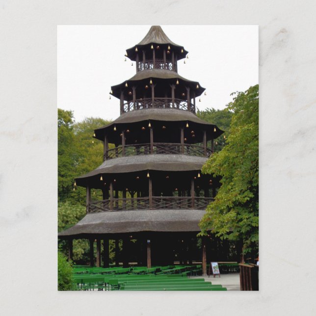 Kinesiska Torn i Englischer Garten Vykort (Framsida)