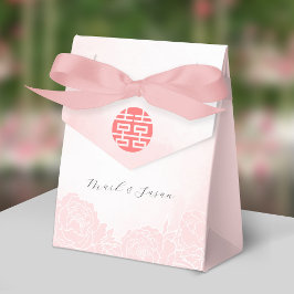 Kinesiska vattenfärgsbondboxen Peonies Wedor Favor Presentaskar