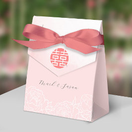 Kinesiska vattenfärgsbondboxen Peonies Wedor Favor Presentaskar