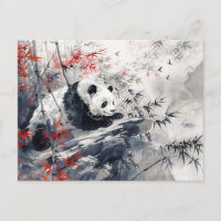 Kinesiska Watercolor Panda och Bamboo