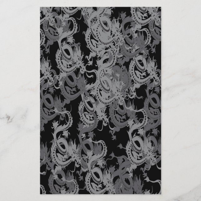 Kinesiska Ying Yang Dragon Brevpapper (Framsida)