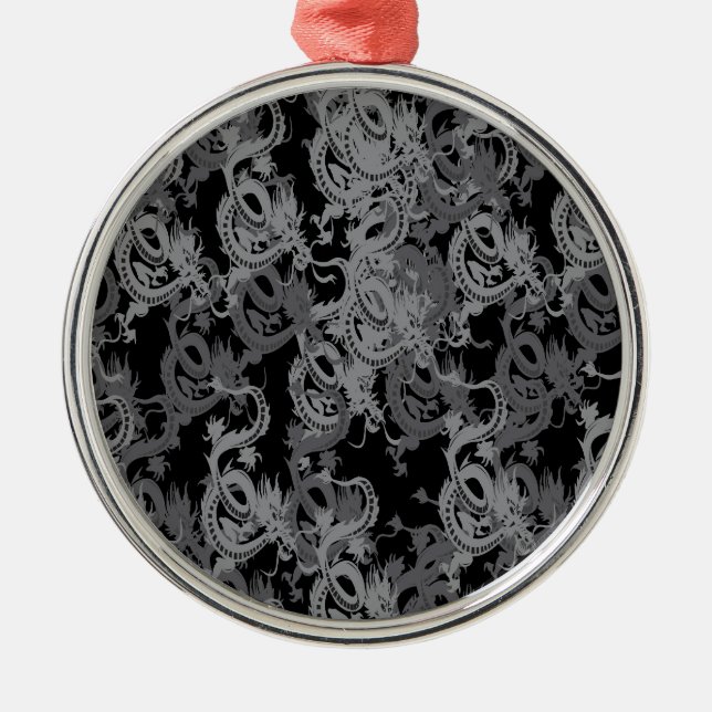 Kinesiska Ying Yang Dragon Julgransprydnad Metall (Framsidan)