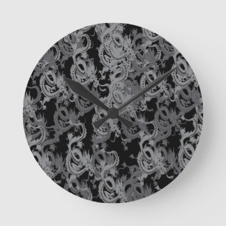 Kinesiska Ying Yang Dragon Rund Klocka