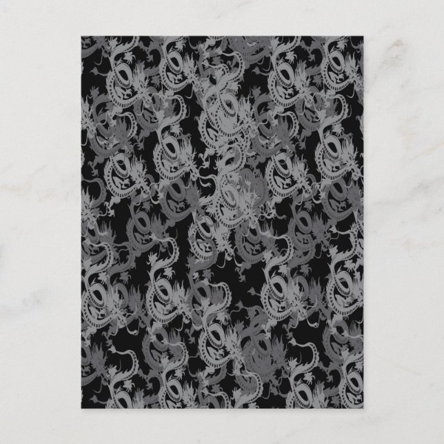 Kinesiska Ying Yang Dragon Vykort (Framsida)