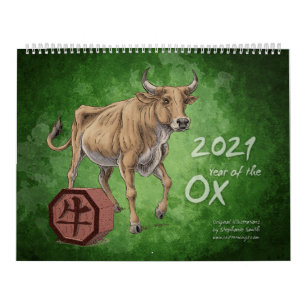 Kinesiska Zodiac 2021: Ox-konstens år Kalender