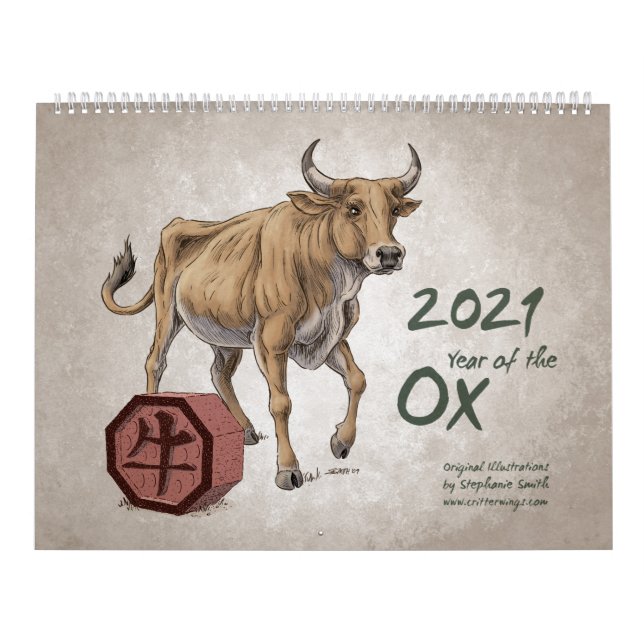 Kinesiska Zodiac 2021: Ox-konstens år Kalender (Omslag)