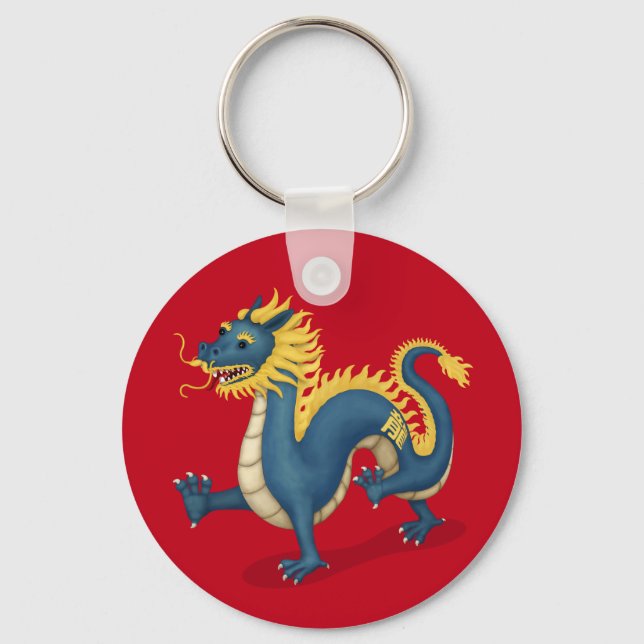 Kinesiska Zodiac Dragon Astrology Sign Red Nyckelring (Framsida)