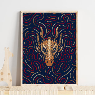 Kinesiska Zodiac Dragon Zodiac Digital Print Poster