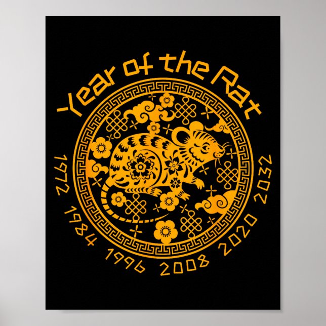 Kinesiska Zodiac Nyår för råttans tecken Poster (Framsidan)