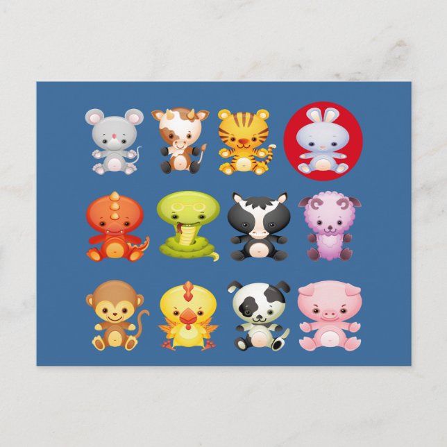 Kinesiska zodiacdjur År för kanin Helg Vykort (Framsida)